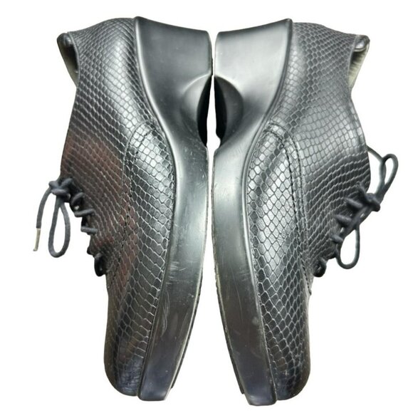 Alegria Etta Black Burnosh Snakeskin Wedge Lace Oxfords Shoes Size 9.5 / 40 - Picture 8 of 12